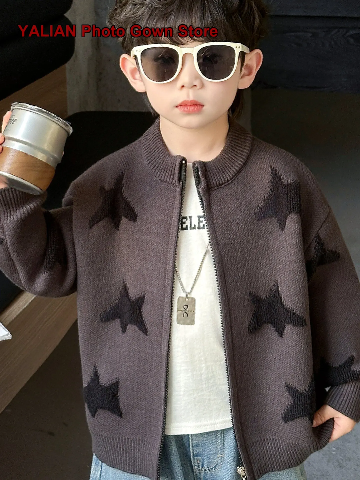 Boys Spring Jacket 2026 Spring Autumn Clothes Boys Trendy Cool Knit Top Kids