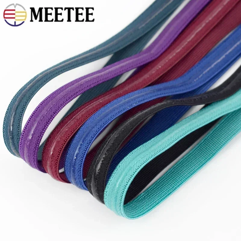 Meetee Non-slip Elastic Band 10mm Bra Strap Silicone Rubber Bands Anti-skid Stretch Lace Tapes Clothes Belt Sewing Accessories