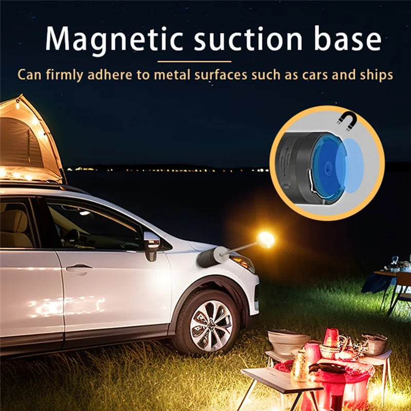 AY03-ضوء التخييم في الهواء الطلق، تلسكوبي 10000Mah مصباح خيمة التخييم القابلة لإعادة الشحن للخارجية، ضوء العمل، الطوارئ، إصلاح السيارات
