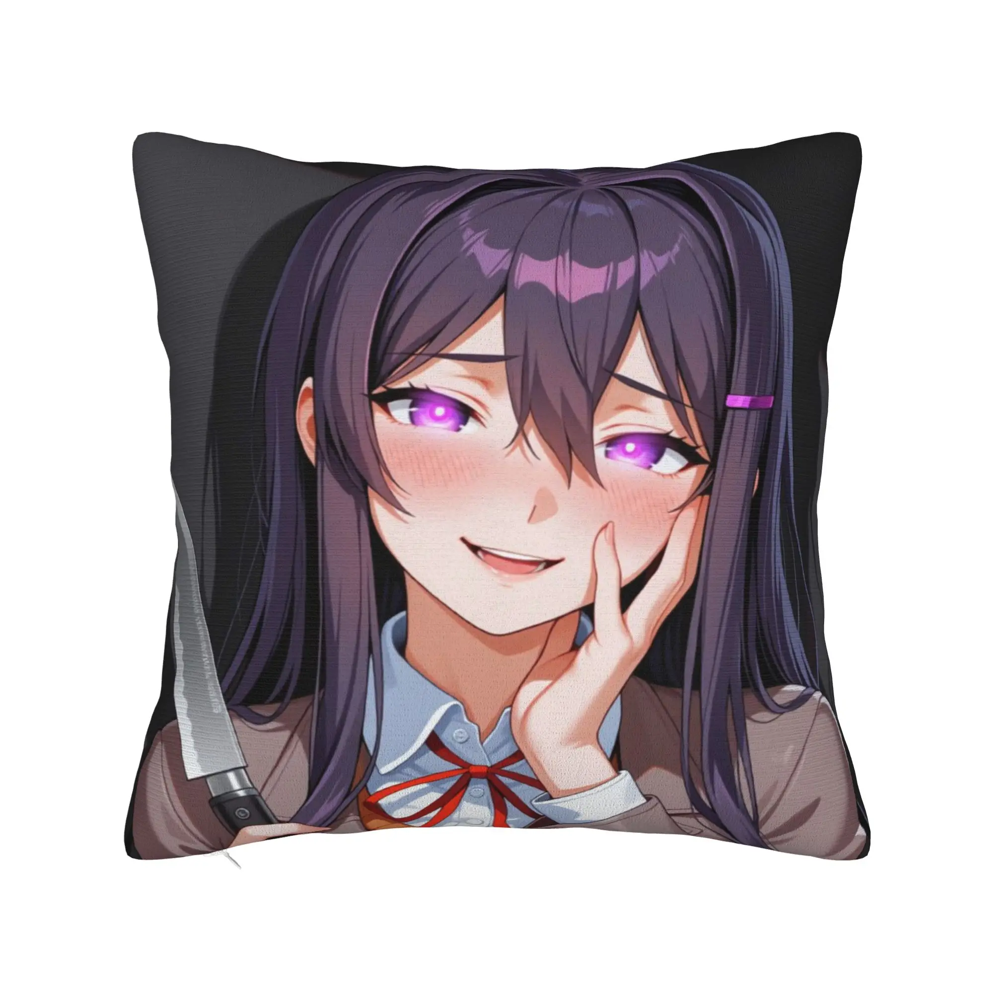 DDLC Anime Girl Y-Yuri Pillow Cover  Comfy Cushion Cover Fashion Pillow Case For Couch Sofa Bedroom