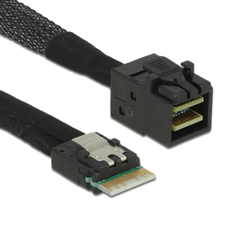 Data cable Slim Line SAS 4.0 SFF-8654 4i 38pin Host to HD Mini SAS 4i SFF-8643 36pin Target Cable 0.5m 1m