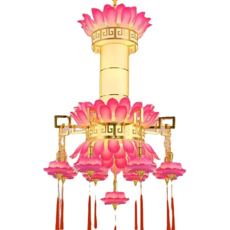 

Glazed lotus chandelier, Zen hall, temple, Buddhist hall, court Buddhist lamp