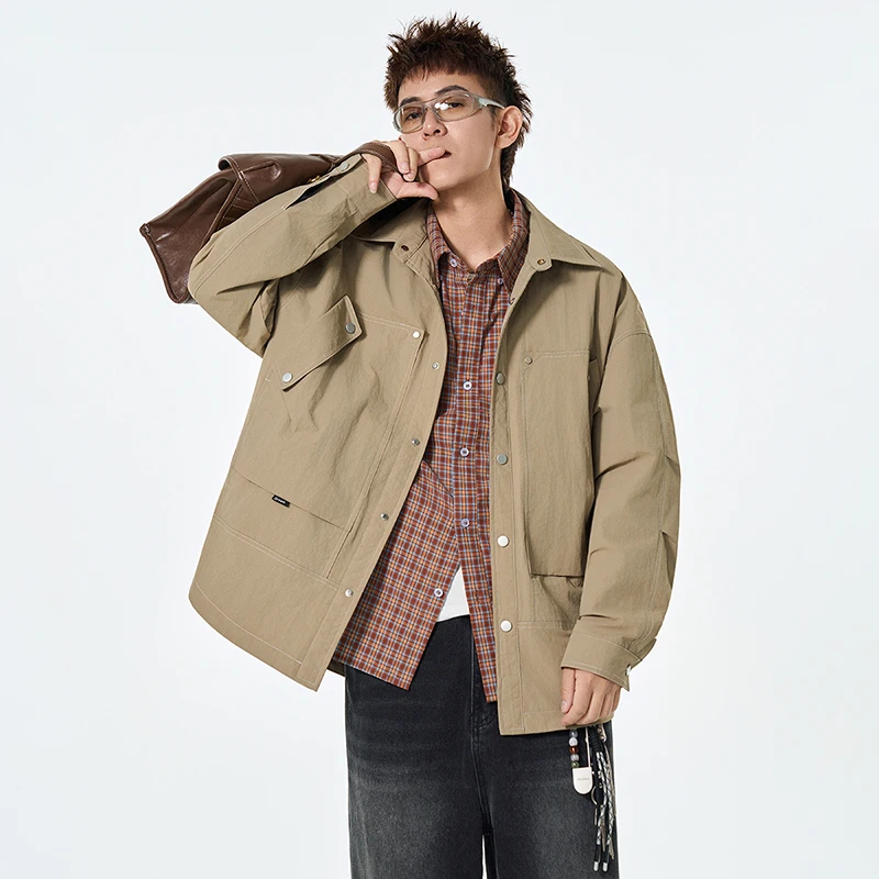 

GIOIOM's Jacket, осенняя новая высококачественная свободная повседневная мужская куртка с лацканами 2025