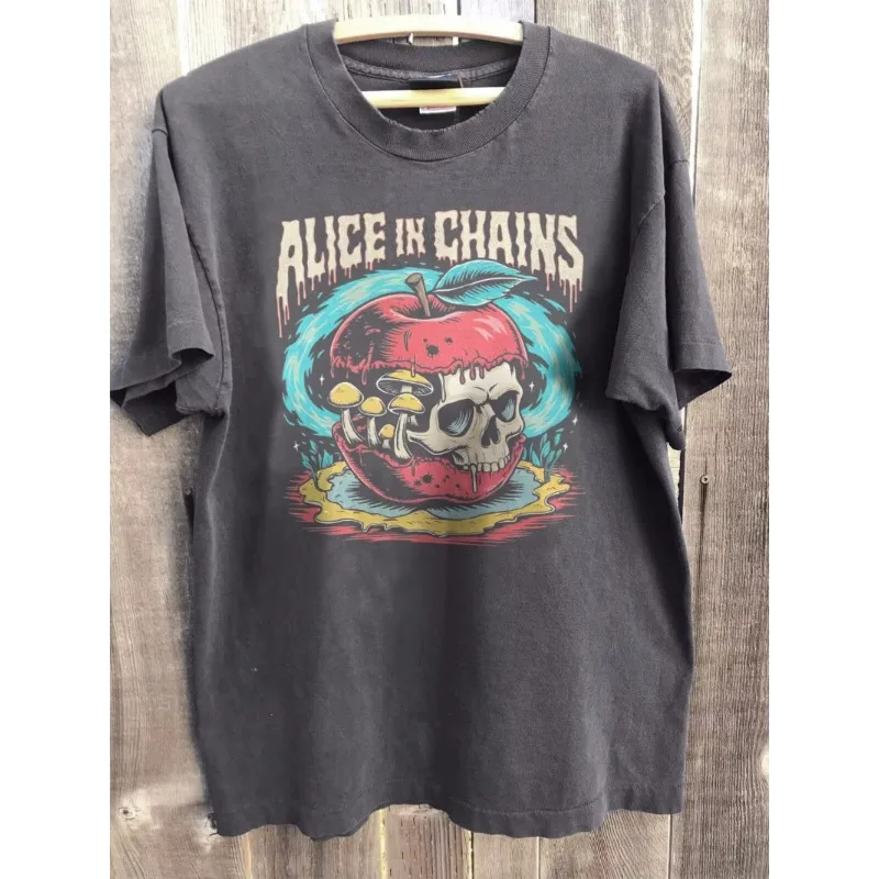 Vintage Alice in Chains T-Shirt für den Sommer, Herren-Streetwear aus reiner Baumwolle, locker und atmungsaktiv, geeignet für den täglichen Gebrauch.