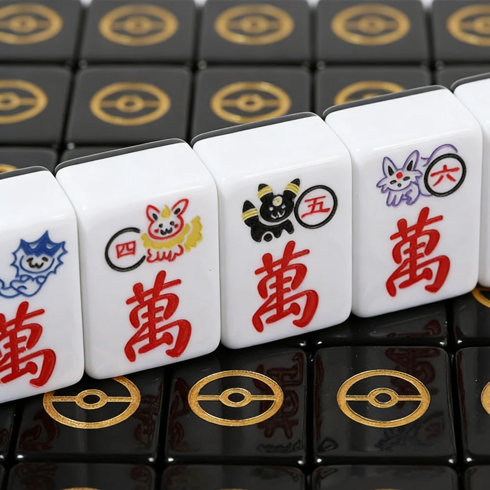 Customized Chinese element UV Color Pattern Mahjong Finely Carved American Mahjong Double-layer Acrylic Mahjong Tiles