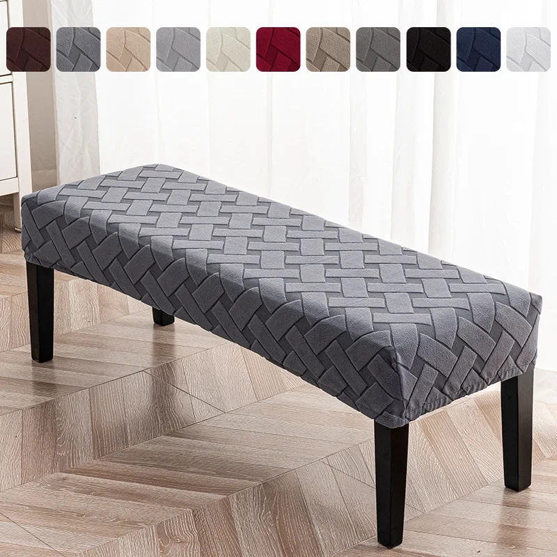 Nordic Cross Pattern Bench Covers Solid Color Dustproof Elastic Long Chair Slipcover Soft Durable Dust Cover for Living Room