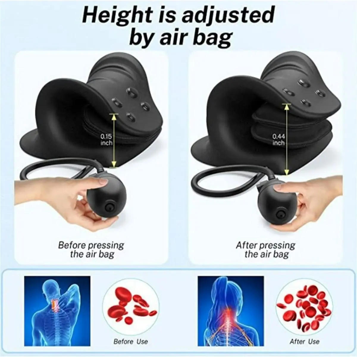 PU Foam Traction Pillow with Adjustable Height Cervical Fatigue Relaxation Muscle Group Stretcher Massage Pillow