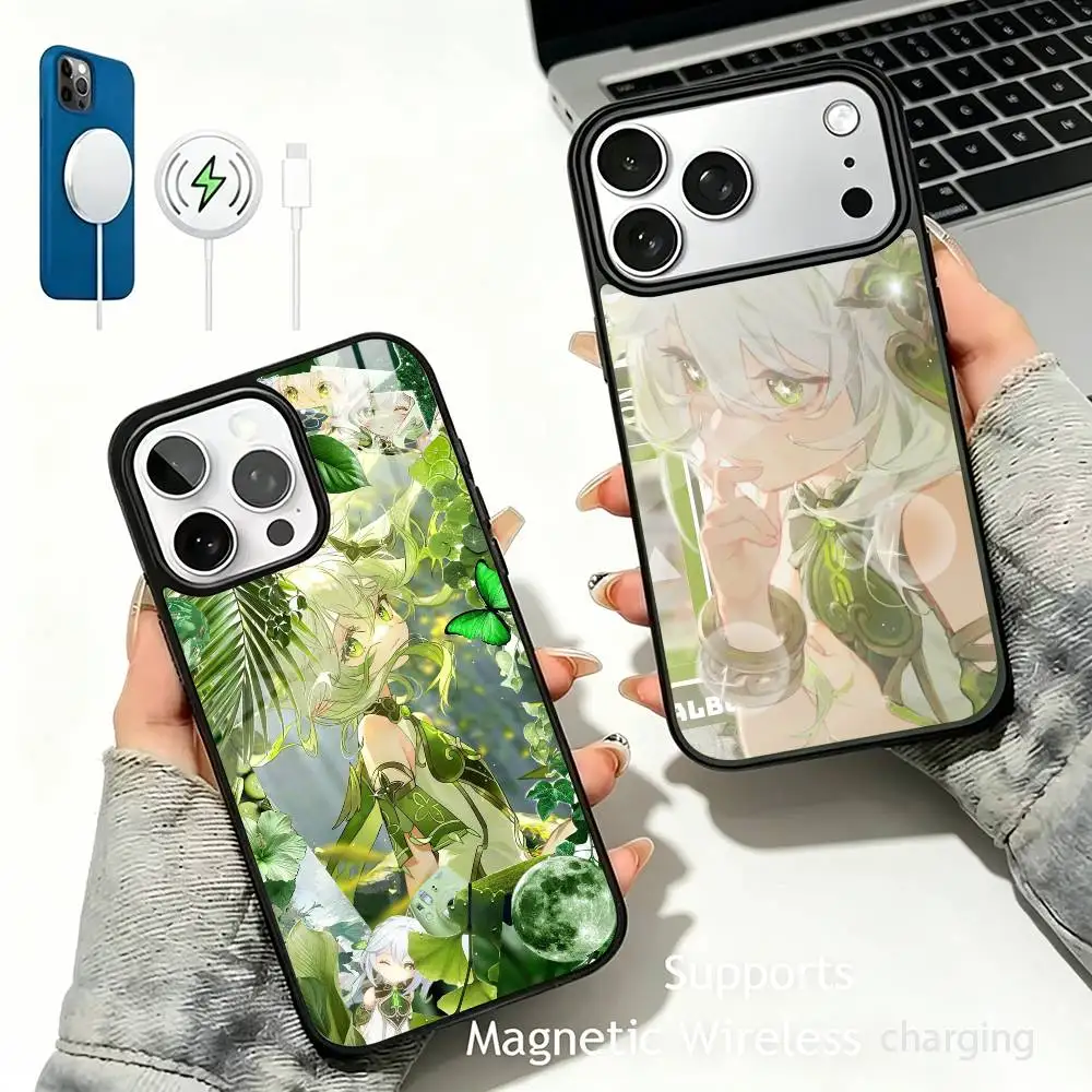 Game N-Nahida Genshin Impact For IPhone17/16/15/14/13/12/11 Plus Pro Max Plus Wireless Charger Phone Case