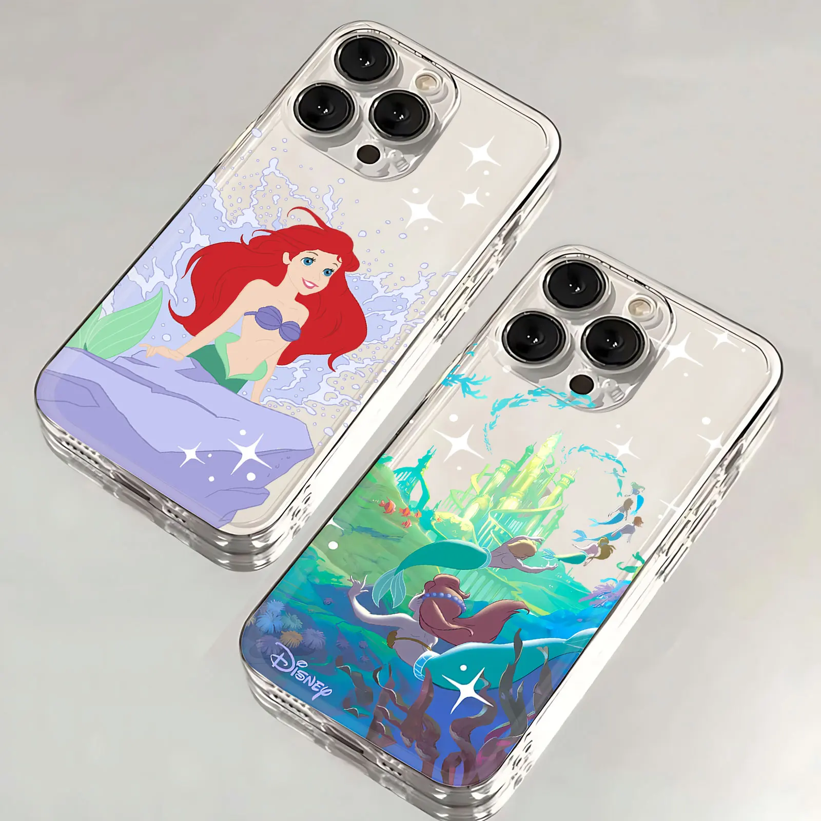 Disneys New Ariel Princess Phone Case For iPhone 16 15 14 13 12 11 Mini Pro Max X XR XSMax 7 8 Plus SE20 Transparent Cover