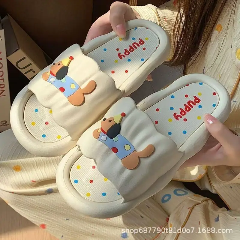 Cartoon Hot Dog Slippers for Women Soft Anti-Slide Indoor Outdoor Summer Sandals, Cute Couple Home Shoes