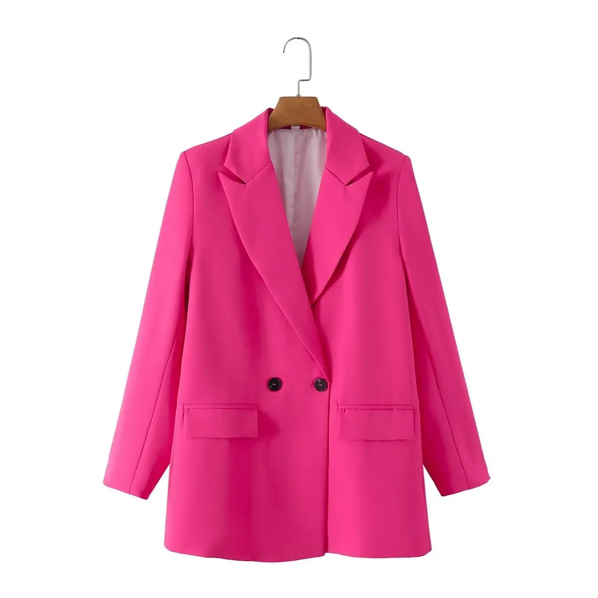 Fashion Solid Color Blazer Women Spring Autumn New Casual Simple Style Two Button Suits Coat Temperament Lady Commuting Clothing