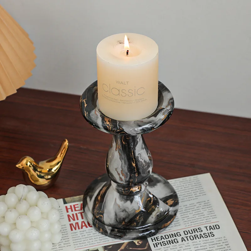 Ahunderjiaz-Marble Candlestick Ornaments, Affordable Luxury, Home, Living Room, Tabletop Decorations, Photography Props