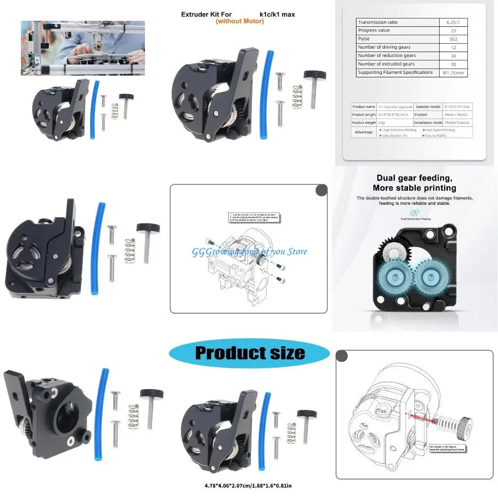 

H9EB 3D Printer Extruder for K1Max for PLAs TPU PETG ABS Filaments Types