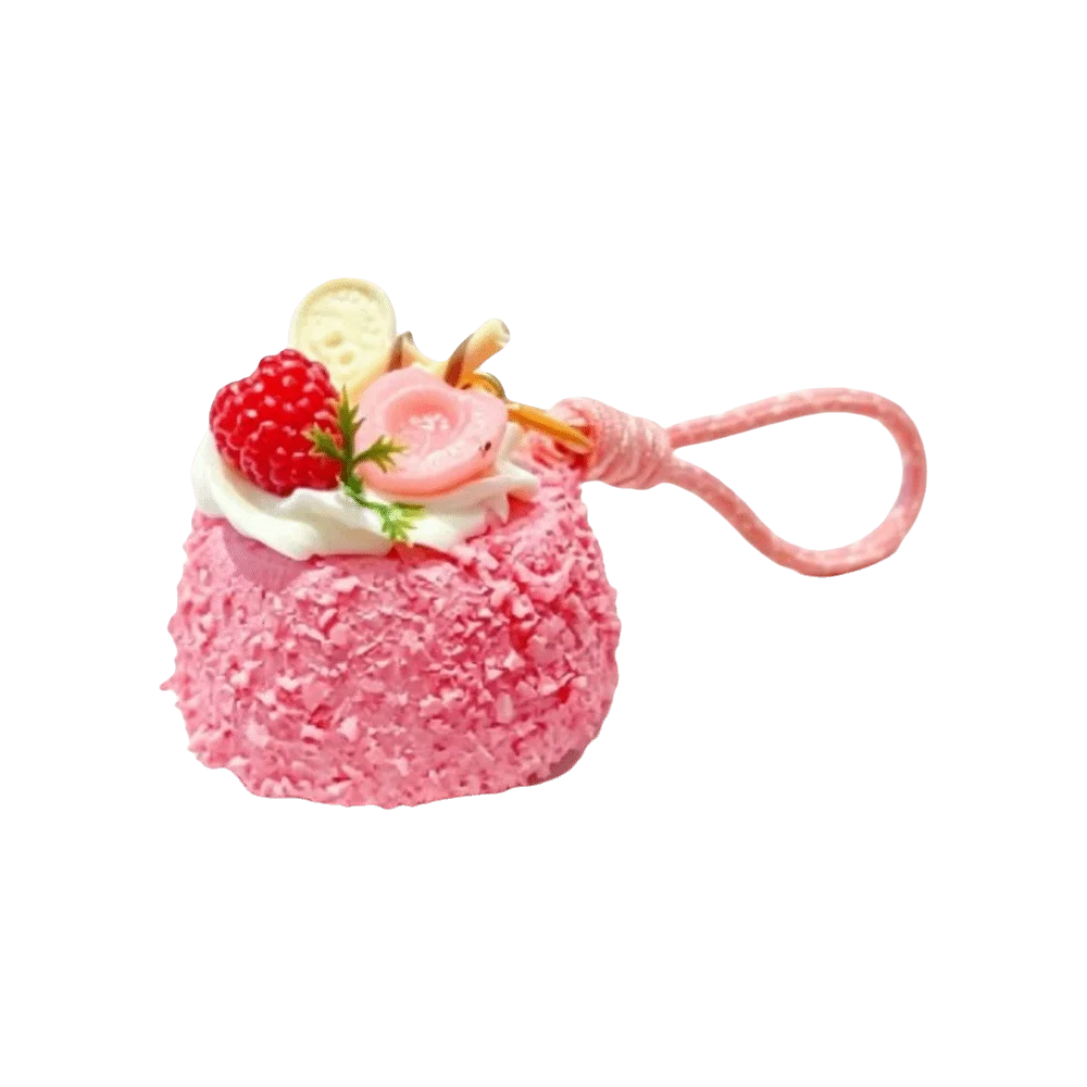 Bag Charm Realistic Simulation Cake Keychain Strawberry Chocolate Fruit Mousse Cake Pendant Decoration Cream Cake Hanging Girl