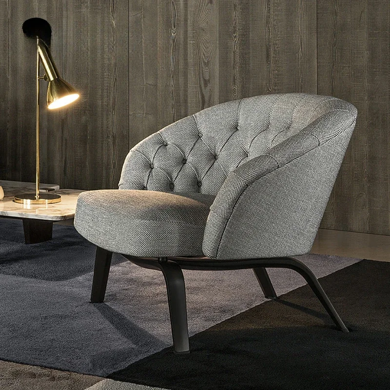 Light luxury lazy sofa chair design, buckle fabric simple living room balcony single leisure chair