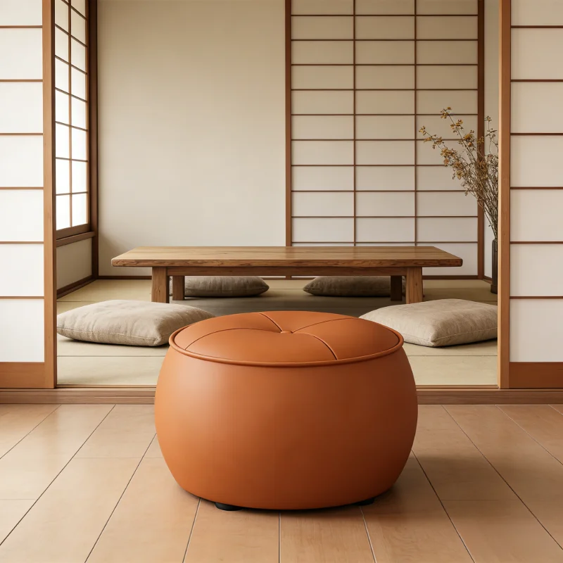 Modern simple round shoe stool multifunctional solid wood stool suitable for living room family