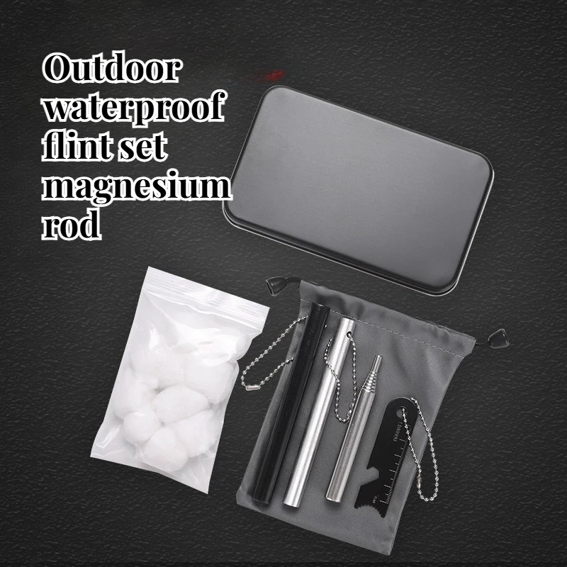 Outdoor Waterproof Flint EDC Set Magnesium Rod for Convenient Camping Firearms Retrieval Wilderness Survival Equipment