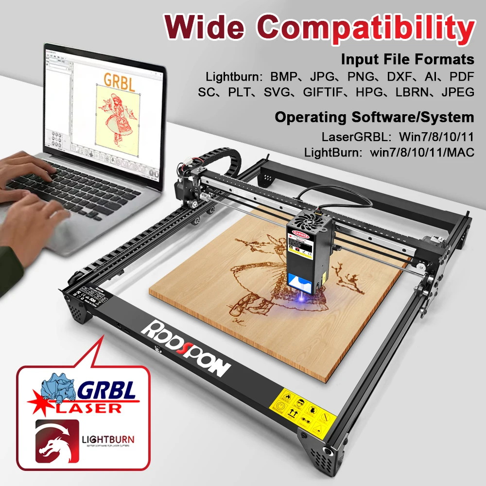Rdspon gravador a laser 12w 22w potência óptica cnc roteador de madeira máquina corte diy aço inoxidável impressão couro acrílico