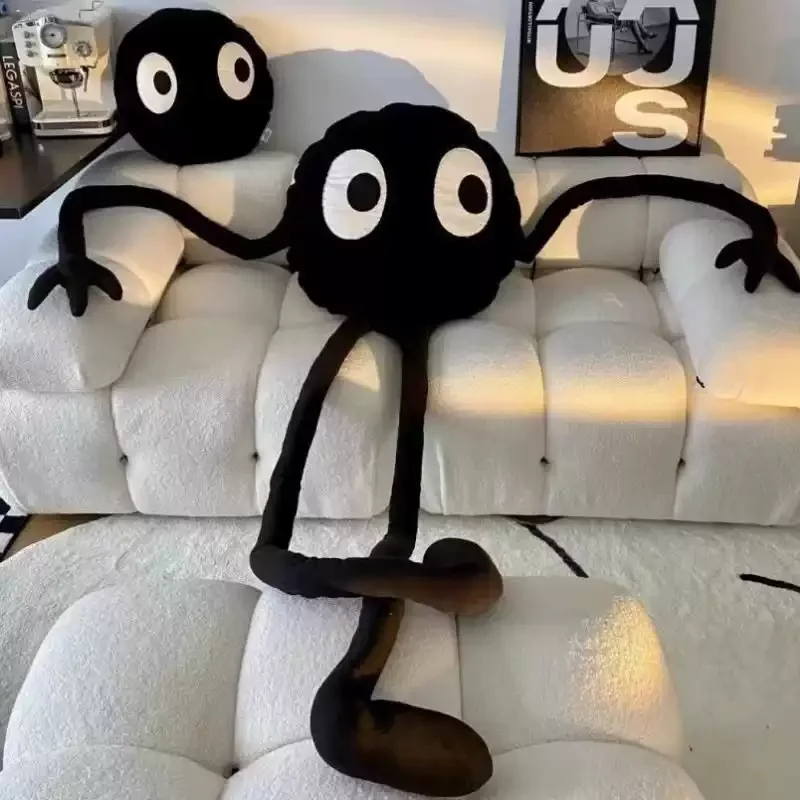 Black Coal Ball Pillow Cute Coal Ball Monster Doll Cushion Pillow Plush Toy Gift Funny Doll With Long Hands And Feet