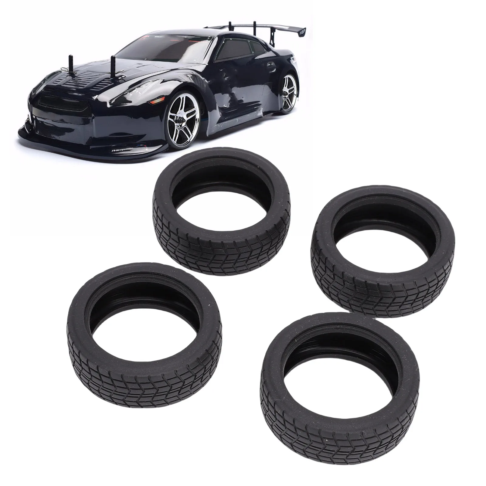 

4 Pcs 1/10 Drift Car Tires Rubber High Grip RC Racing Tires Remote Control Drift Car Tyres Stable Performance Upgrade Parts