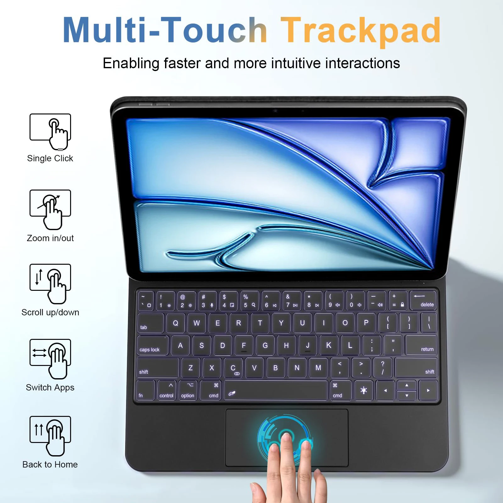 Imagem -03 - Capa Teclado para Ipad Air Magic-stand Multi-touch Trackpad 11 13 m2 Ipad Air 5th 4th 10.9 10th Gen Ipad Pro 11 Dentro m4 2024