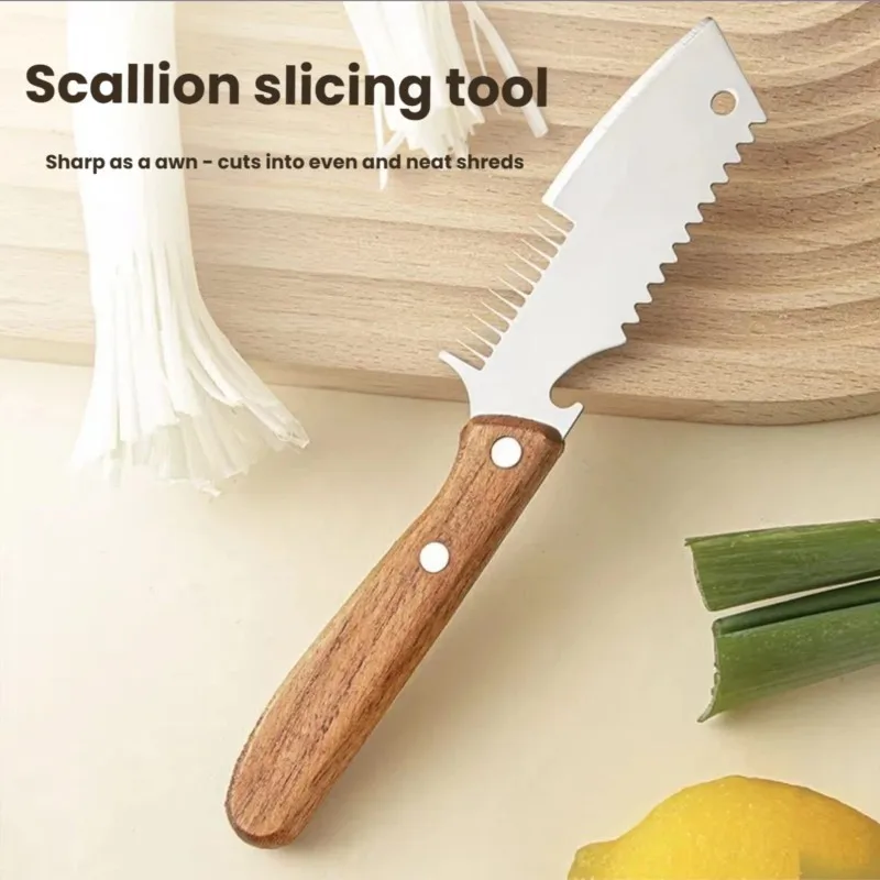Stainless Steel Knife Head Rapid knifeFor Cutting Scallions Into Strips Multi-functional Scraper Slicing Scallions Kitchen Tool