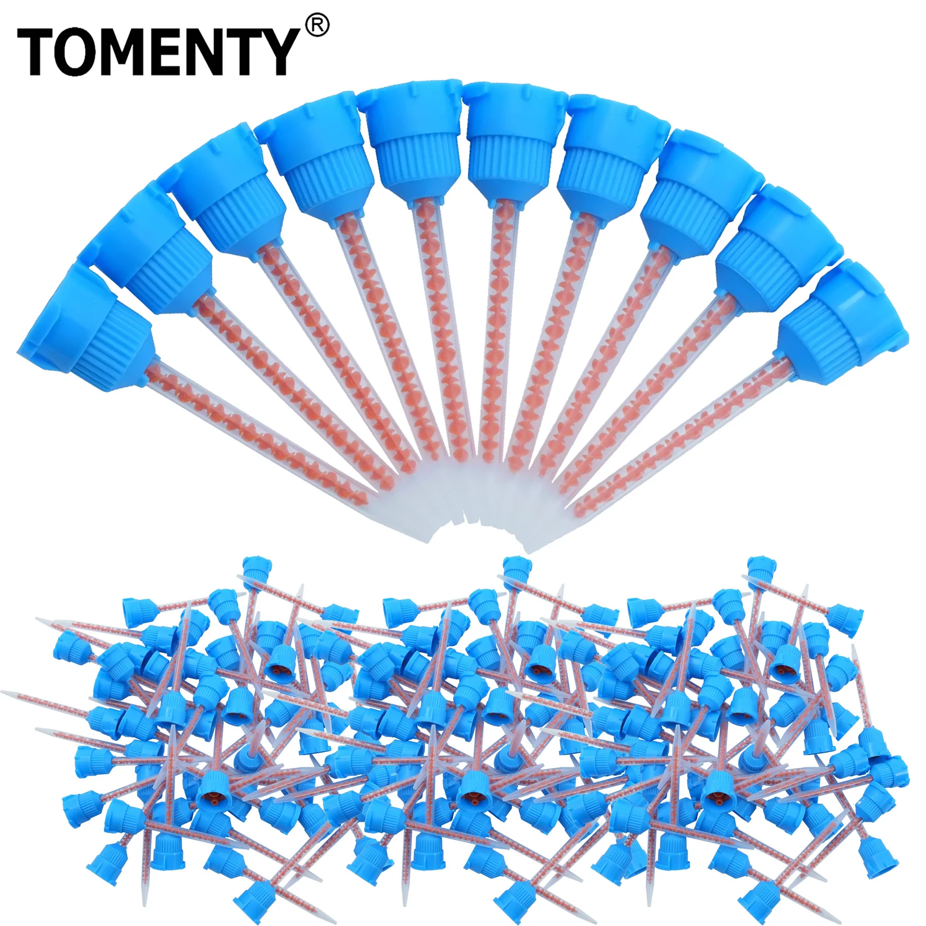 TOMENTY 50pc Dental Mixing Tips Disposable Nozzles Mixing for Impression Material Silicone Rubber Lab Conveying Mixing Head Tube