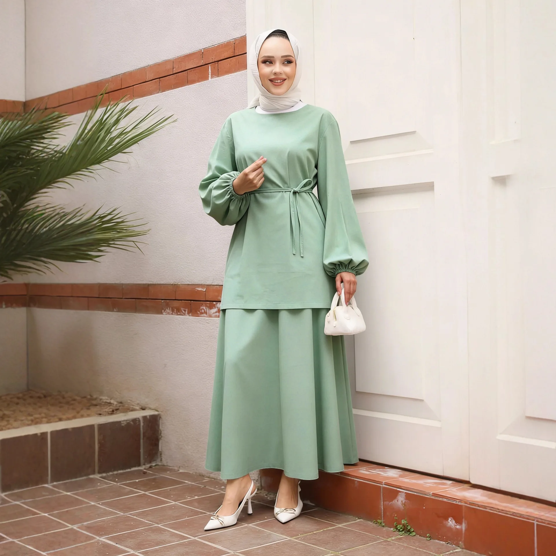 

Eid Muslim Sets for Women 2026 Ramadan Casual Tops Skirt Set Turkey Kaftan Dress Abaya Islamic Outfits Femme Musulmane Ensembles