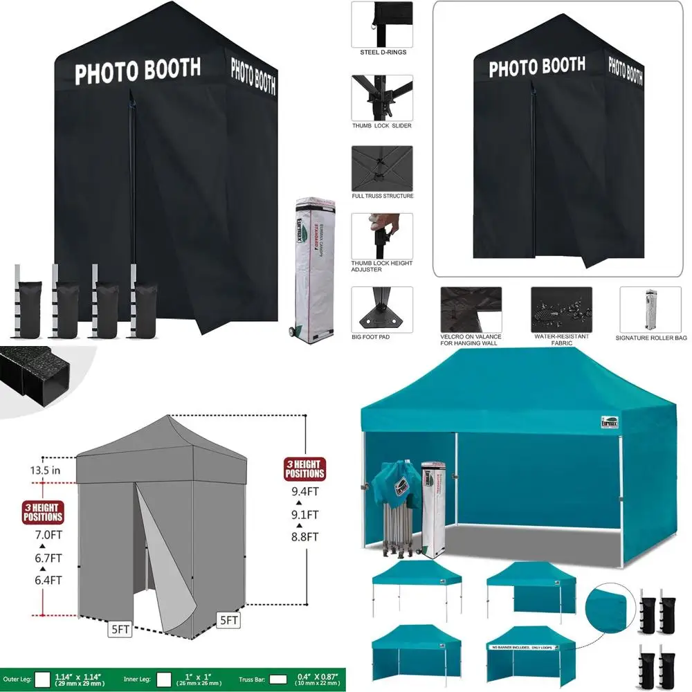 

Портативная выдвижная палатка с навесом 5x5 футов для фотобудок, идеально подходит для мероприятий, свадеб и профессиональных фотографий