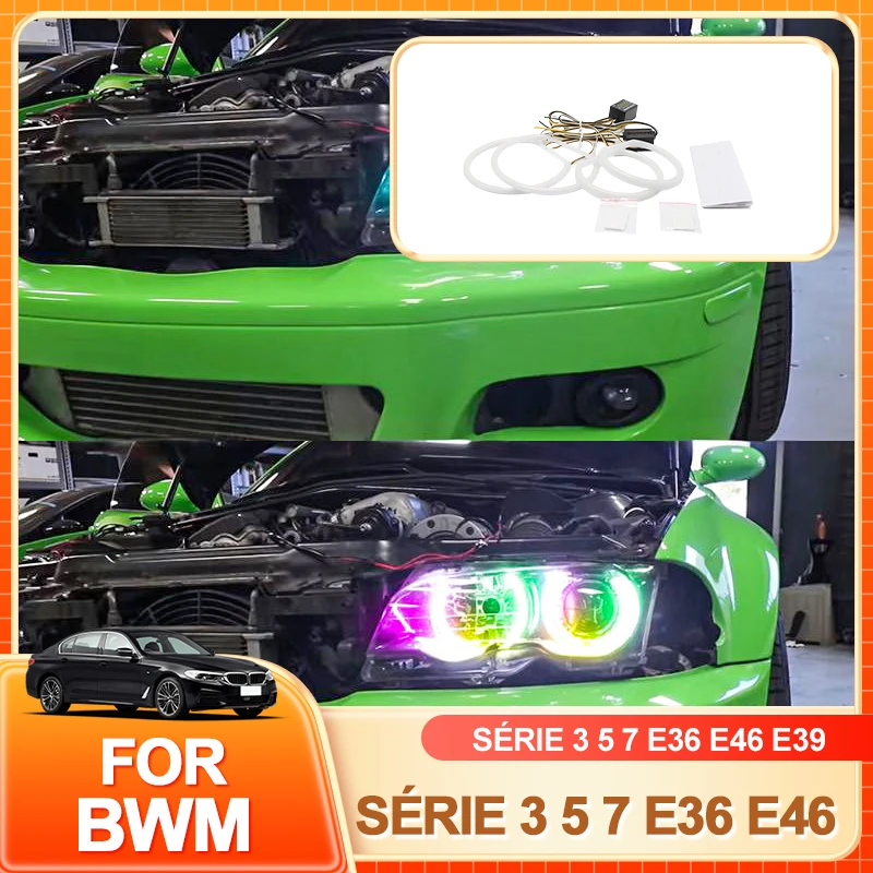 

Держатель для очков для BMW 3 5 7 серии E36 E46 E39 E38 DTM стиль LED Angel Eyes Kit Ring мигающий RGB APP управление Фара Лампа
