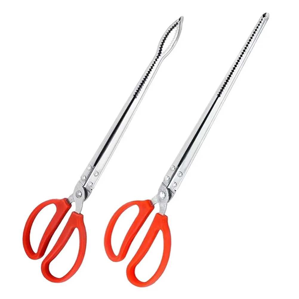 

2pcs Snake Tongs Stainless Steel Multi-Function Feeding Tongs For Reptiles Anti-Slip Handle Lightweight Clamp For Snakes Small