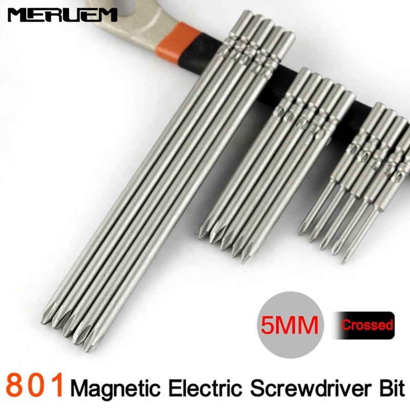 5Mm Schachtdiameter Magnetische Schroevendraaierbits Voor 801 Elektronische Schroevendraaier S2 Materiaal 60/80/100Mm Lengte 5X60X 1.6xph 0/Ph1/Ph2