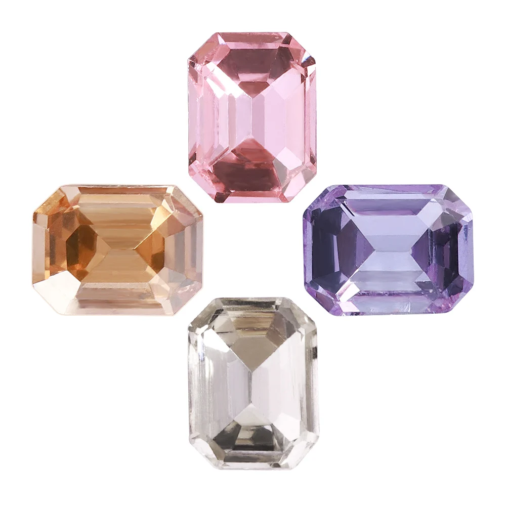 6x8mm Rectangle Octagon Shaped Glass Rhinestones Pointed Bottom Loose Crystal Accessories Wholesale For Nail Charms Glass Beads