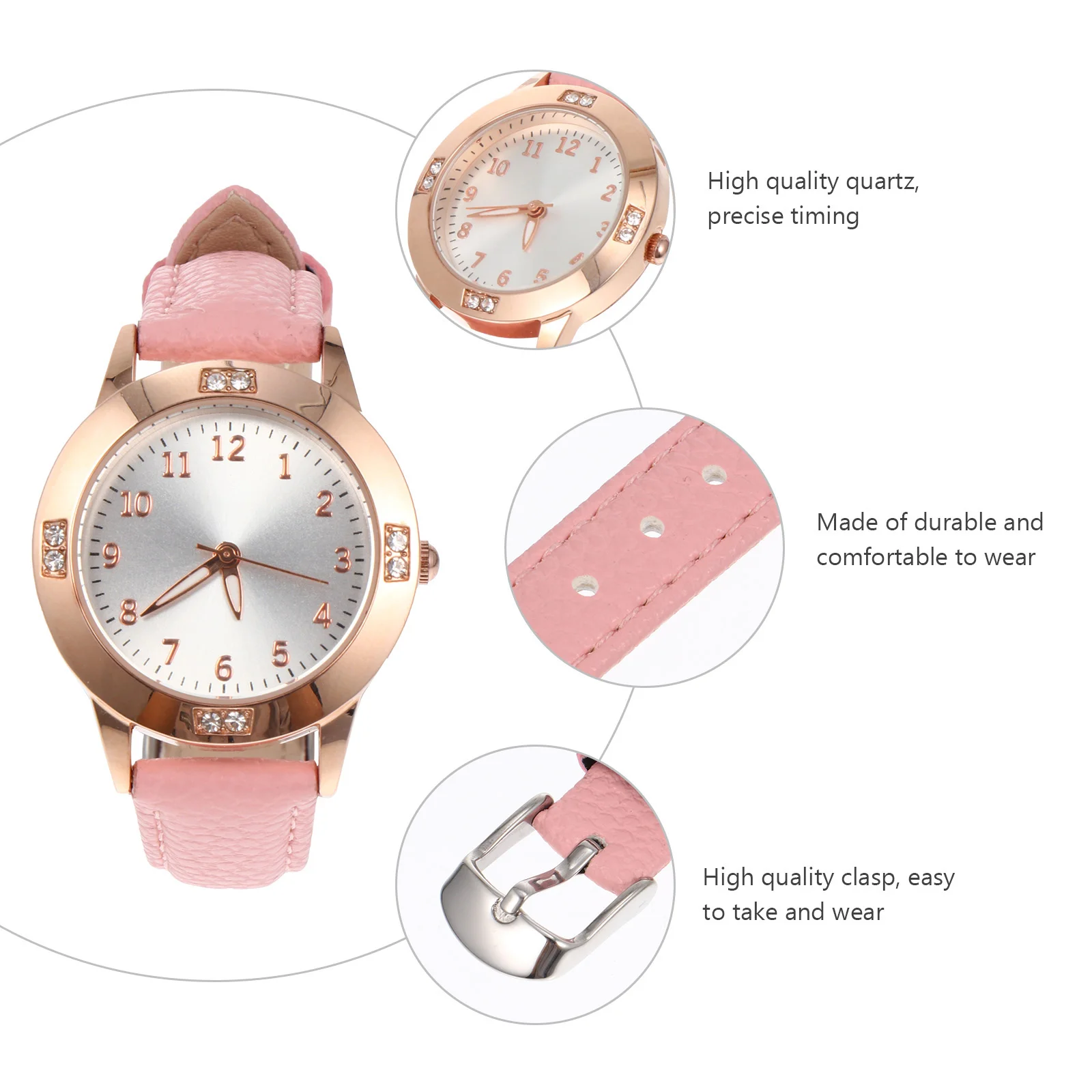 Waterproof Quartz Watch Women Simple Elegant Wristwatch Fashionable Student Diamond-Studded Design Adjustable Belt