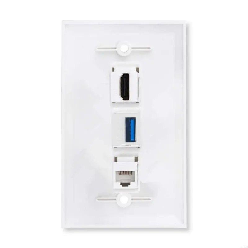 RJ45 USB Cat6 Wall Plate 3 Port Outlet for Fast Speed Data Transfer and Easy Installation in Home or Office