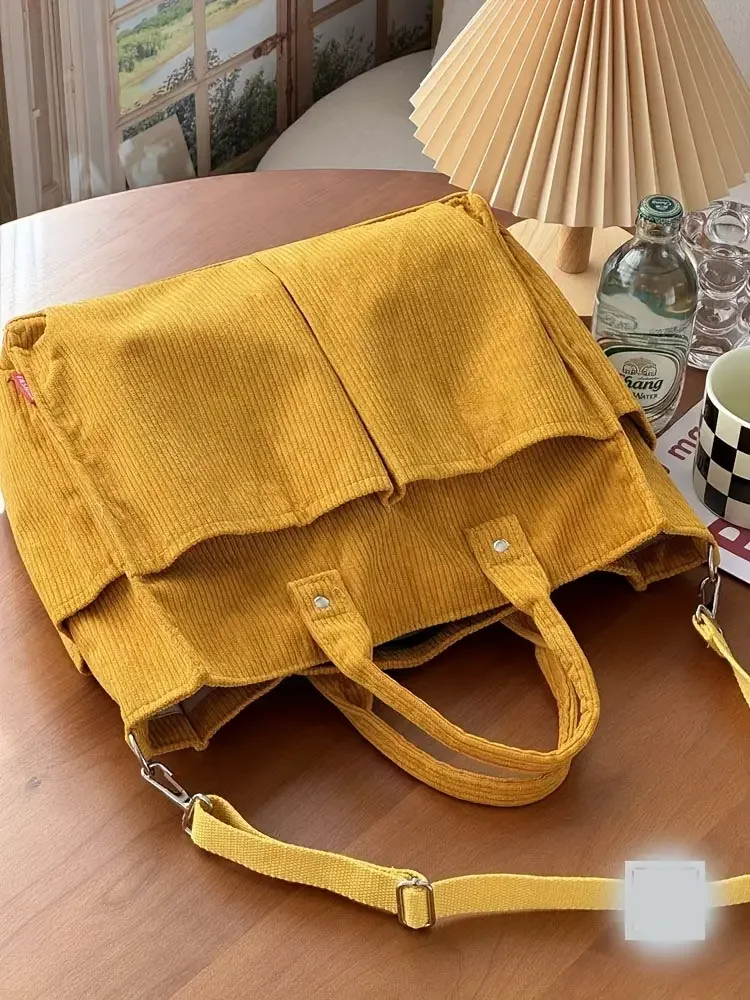 Cord-Umhängetasche Stilvolle Pendler-Schultertasche mit Mehreren Geräumigen Fächern Handtasche für Damen – Detail 28