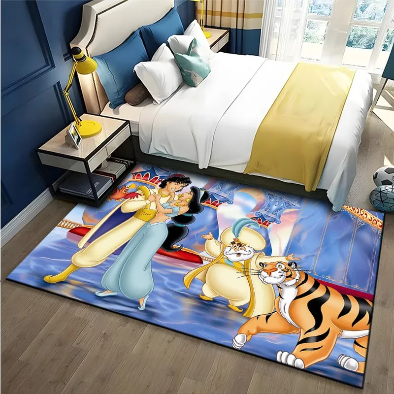 MINISO Disney Aladdin 3D Kids Bedroom Bedside Carpet Living Room Non Slip Soft Floor Mats Sofa Coffee Table Rugs for Home Decor