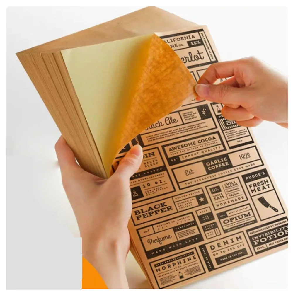 50 Sheets Adhesive Kraft Paper A 4 Printing Paper Label Back Adhesive Sticker Light Color Handwritten Laser Inkjet