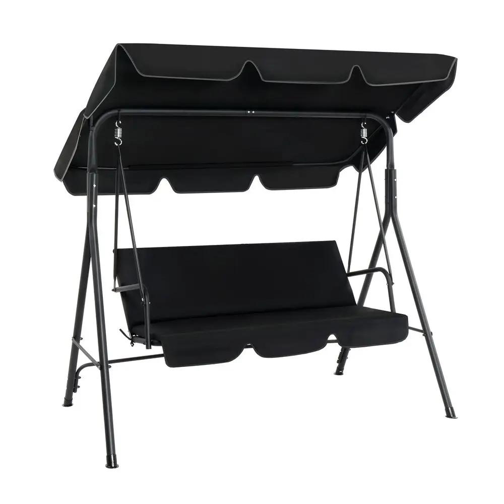 

Уличные качели-диван для террасы с навесом, грузоподъемность 250 кг, с подставкой и подушками, для двора, бассейна, газона, балкона, черные
