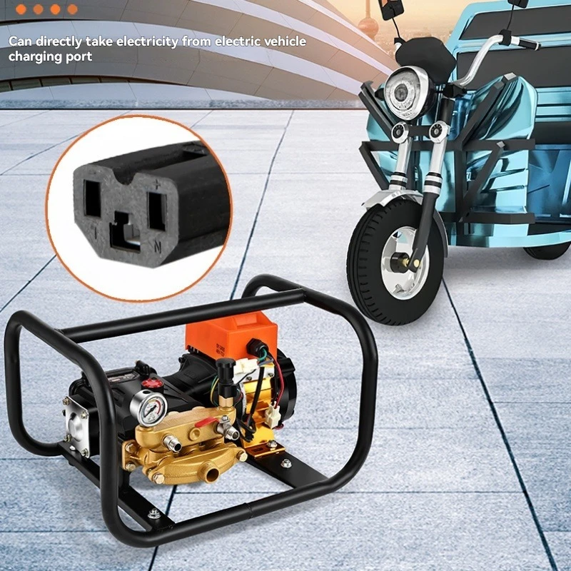 High-power, high-pressure, plug-in three-cylinder sprayer for agricultural use; 48V-72V electric sprayer.