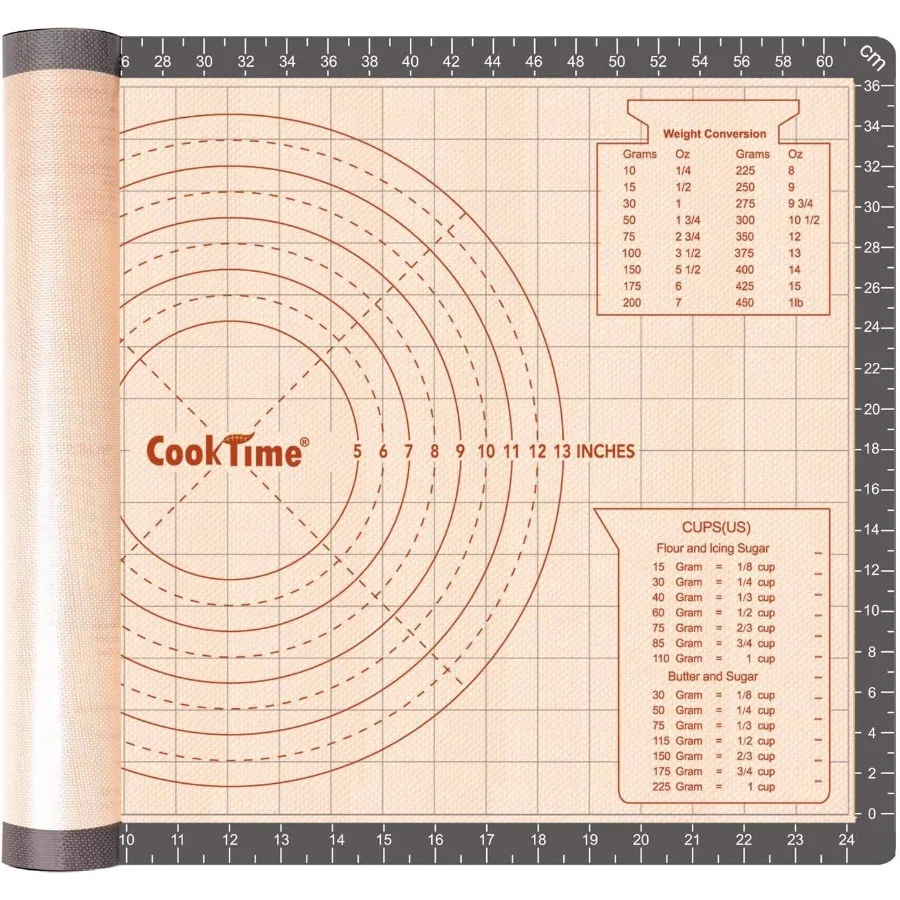 

Silicone Pastry Baking Mat Non StickLarge Rolling Dough with MeasurementsNon Slip PizzaFondant Pie Cake Baking Mat 26 x 16 Ih B