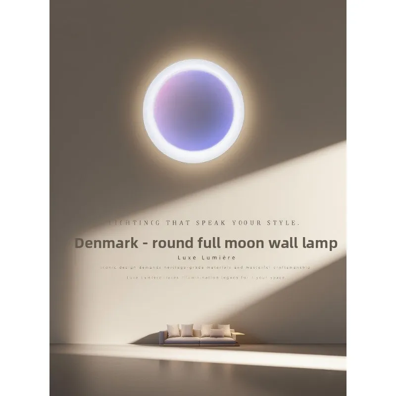 Living room round full moon background wall lamp bedroom dining room colorful atmosphere decoration