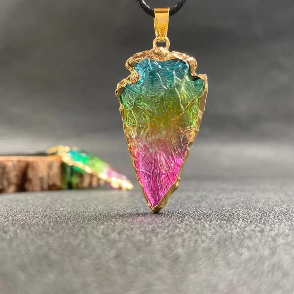 

Colorful Stone DIY Pendant Necklace Small Triangle Hanging Decor Jewelry Craft Keychain Accessory Natural Gemstone