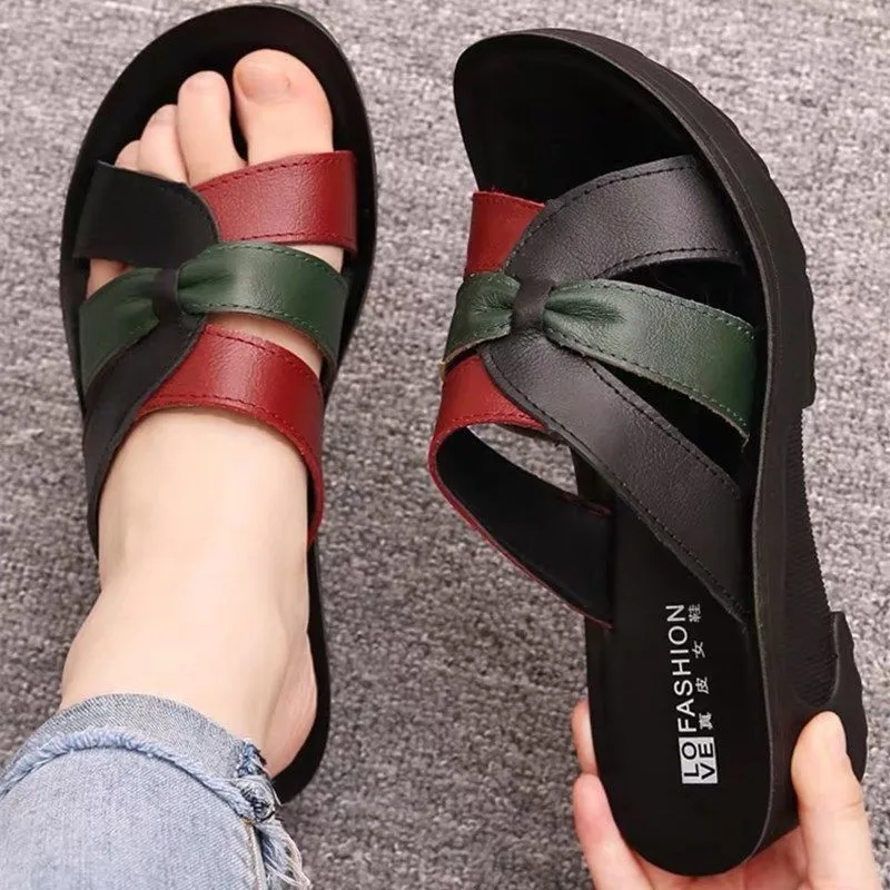 Women\'s High Heel Wedge Slippers 2023 Summer Retro Open Toe Slides Shoes for Women Outdoor Casual Ladies Slippers Female Sandals