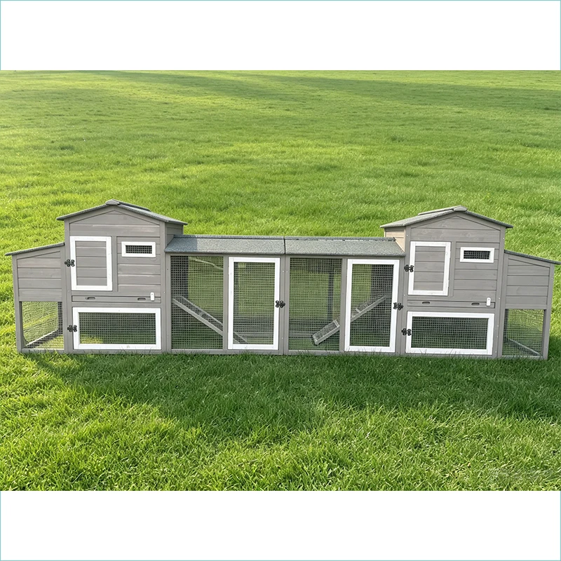 Chicken Coop for 15 to 25 Chickens Double Decker Modern Pet House Multifunctional Winter-Proof Water-Repellent Asphalt Roof