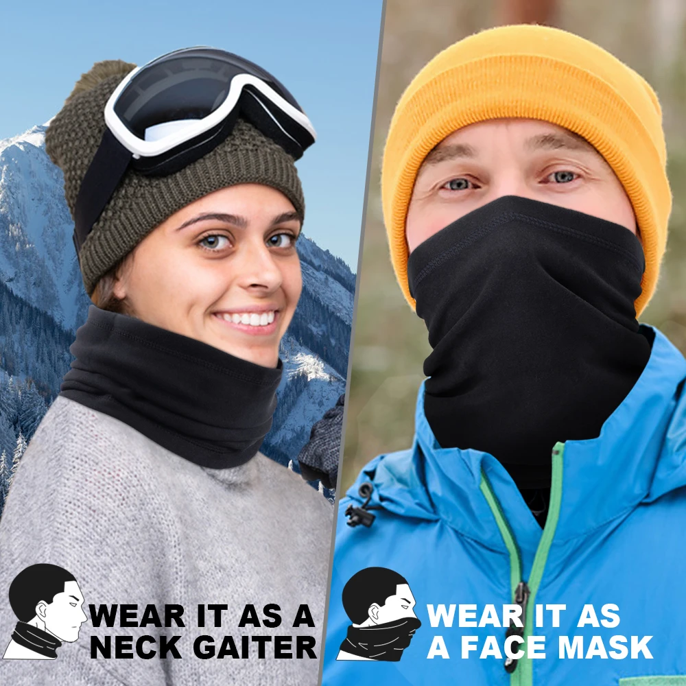 Winter Fleece Thermal Neck Warmer Gaiter Bandana Face Mask Ear Cover Tube Scarf Skiing Snowboard Neckerchief Headband Women Men