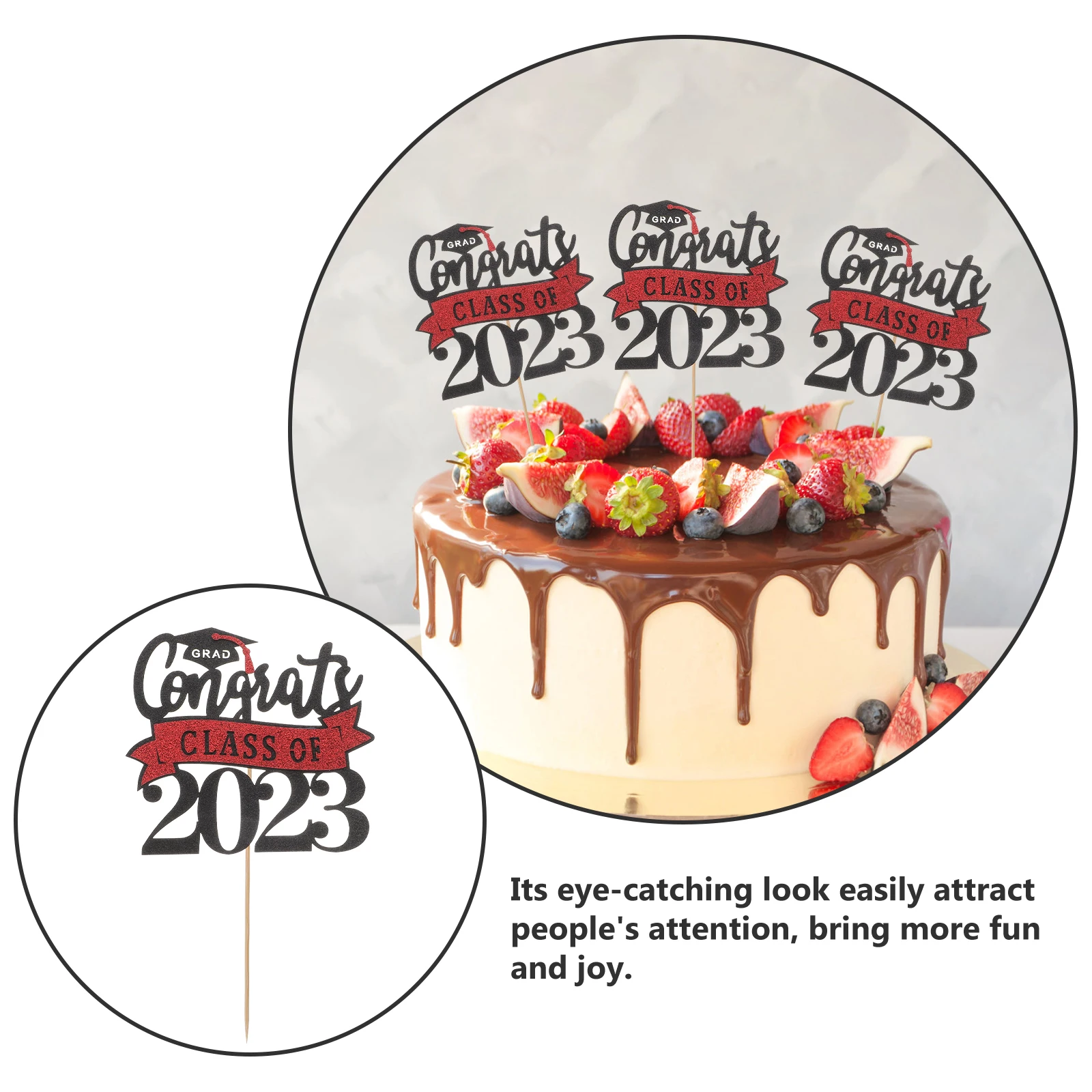 

10pcs Cake Decorative Picks Graduation 2023 Cupcake Toppers Safe Paper Wood Party Supplies Food Grade Sanitary Cake Adorn