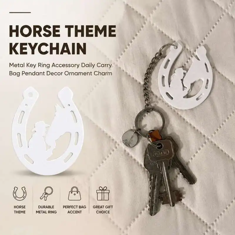 Horse Theme Keychain Metal Key Ring Accessory Daily Carry Bag Pendant Decor Ornament Charm