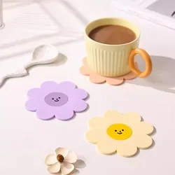Sunflower Cute Placemat Coaster Anti-skidding and Heat-resistant Silicone Cup Pads Coffee Hot Pad Kitchen Home Tableware Set