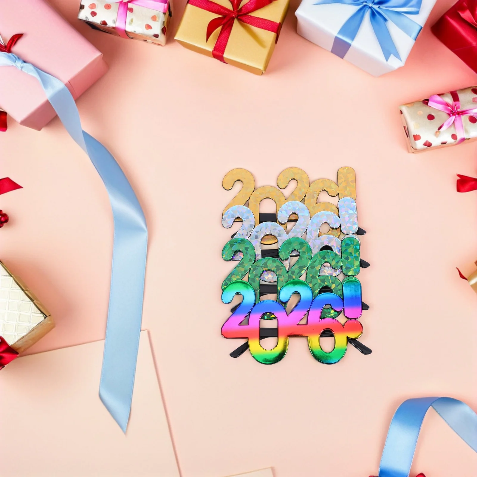 

4Pcs 2026 Party Number Glasses New Year Eyewear Glitter Photo Props Holiday Event Accessories Decoration Eyeglasses Fancy